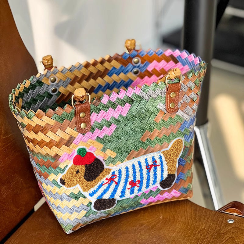 Woven Doxie Basket Bag