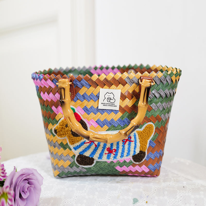 Woven Doxie Basket Bag