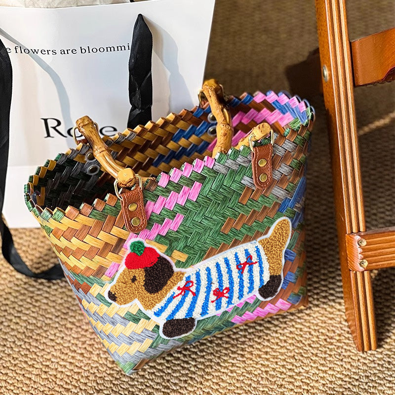 Woven Doxie Basket Bag