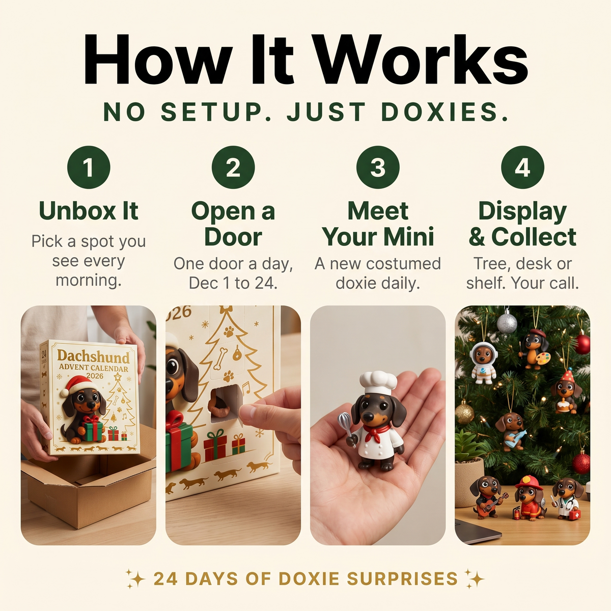 How the doxie advent calendar works in 4 steps