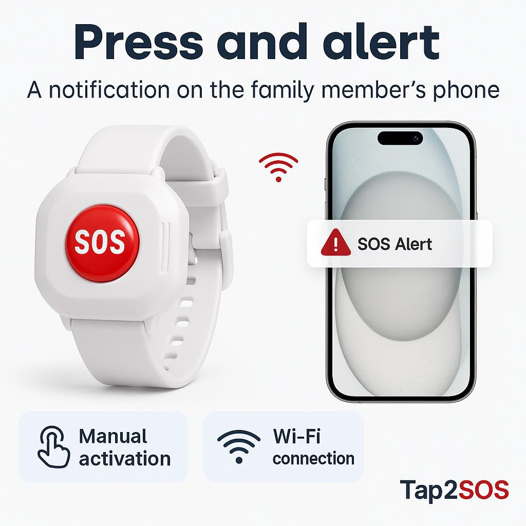 Tap SoS Alert Wristband: One-Tap SOS Button for Seniors